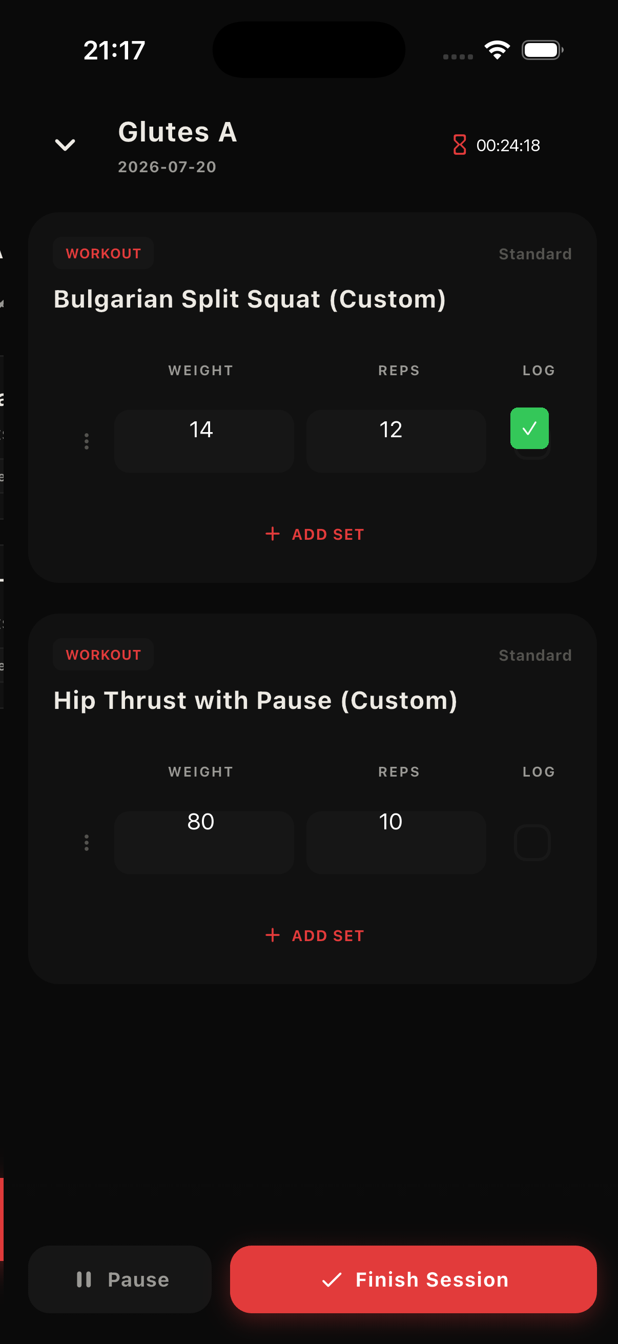 Workout session